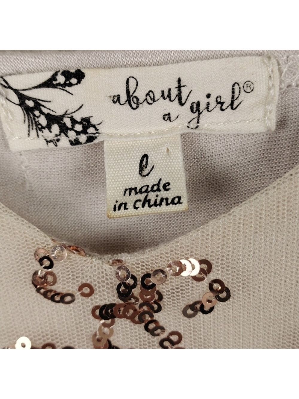 About A Girl Cream Tan Tulle Metallic Sequin Overlay Spaghetti Strap Tank Top - Picture 6 of 16